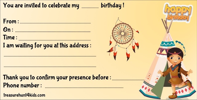 Indian birthday party invitations for kids to print