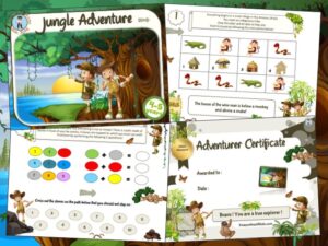 Printable scavenger hunt game in the jungle for kids activity
