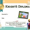Knight and dragon printable certificate for kids.