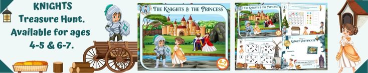 Knights themed treasure hunt game for birthday party activity