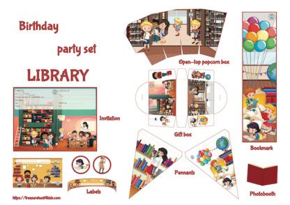 Library birthday party printables