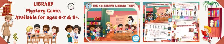 Printable detective mystery game in the library