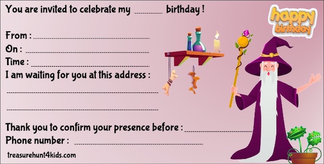 Magician invitation for magic theme birthday party