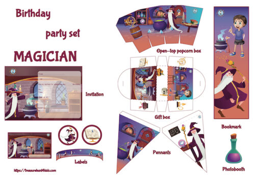 Magician birthday party printables