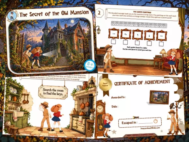 Mansion escape room PDF kit ages 8-9
