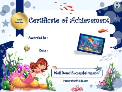 Handwriting mermaid diploma for kids to print