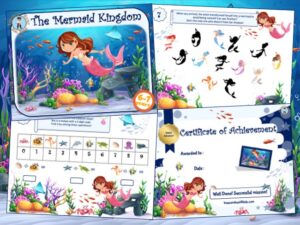 Birthday game of mermaids treasure hunt: printable party games for kids