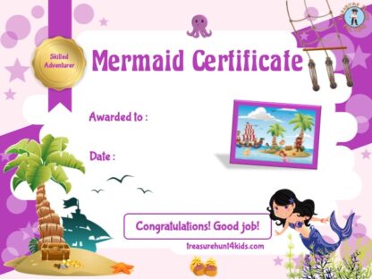 Mermaid printable adventure certificate