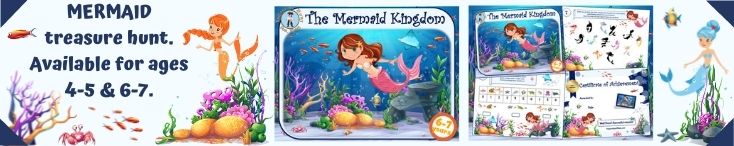 Mermaids treasure hunt game for kids for birthday party