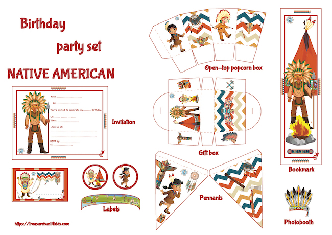 Native American birthday party printables