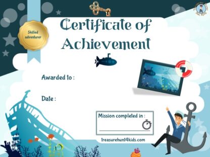 Ocean escape room certificate of achievement