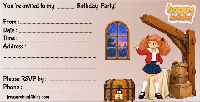 Free birthday party invitation for home escape room