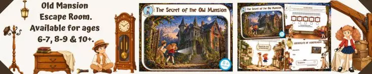 Try the Old Manor Escape Room designed with age-appropriate challenges and an immersive mystery to solve!