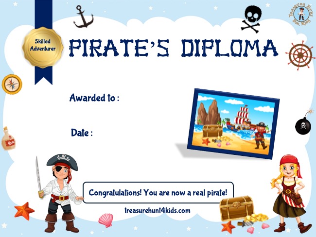 Handwriting pirate certificate to print