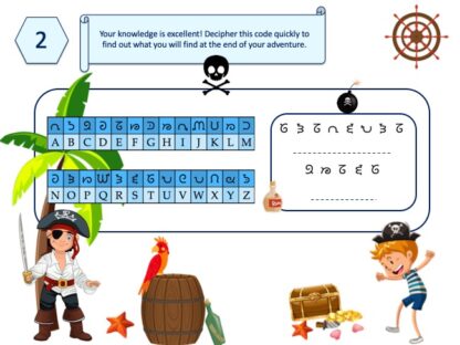 Pirate coded alphabet for treasure hunt game