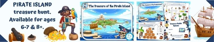 Treasure hunt game for kids on the Pirate Island