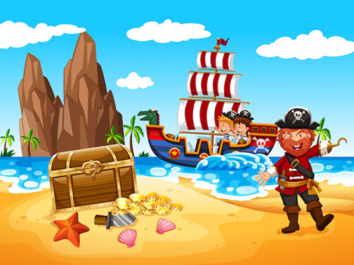 Print a pirate-themed treasure hunt to animate easily a great birthday party!