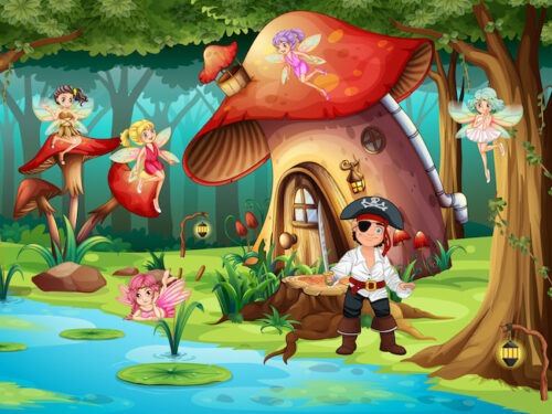 Pirates and fairies treasure hunt party game to print
