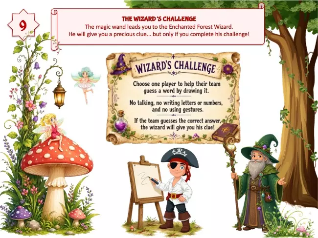 Wizard's drawing challenge in the Pirates and Fairies Treasure Hunt printable game