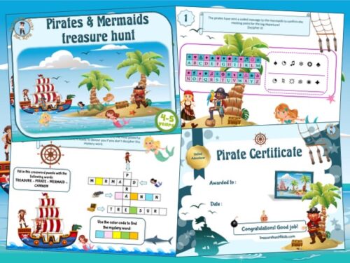 Pirates and mermaids birthday party game - Treasure hunt 4 Kids