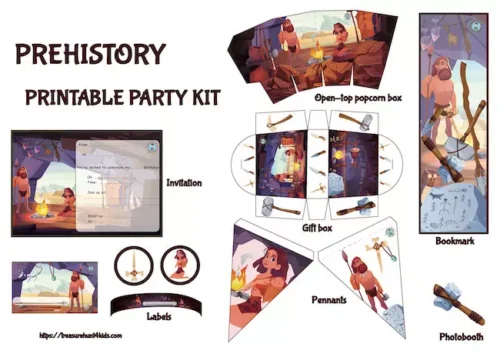 Prehistory birthday party printables to decorate easily your big event.