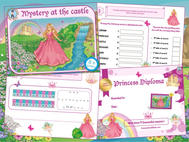 Princess adventure game to print for kids aged 8-9 years