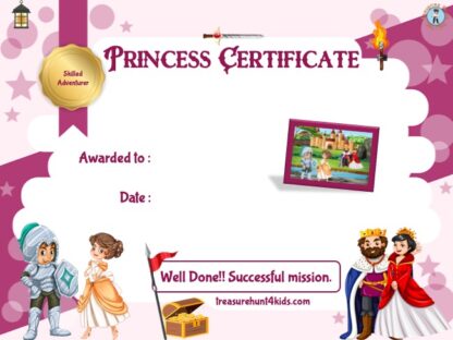 Princess handwriting certificate