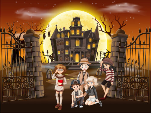 Print and play treasure hunt in a haunted manor