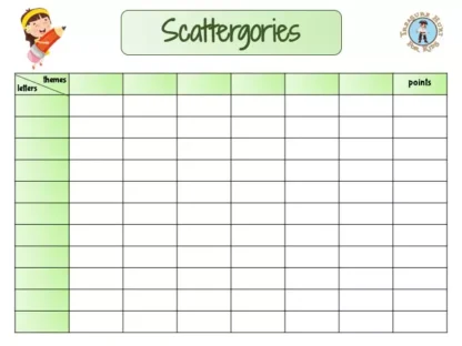 Download this printable Scattergories PDF for kids!