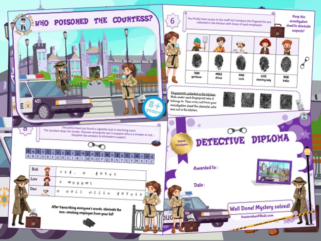 Print and play detective mystery game for kids