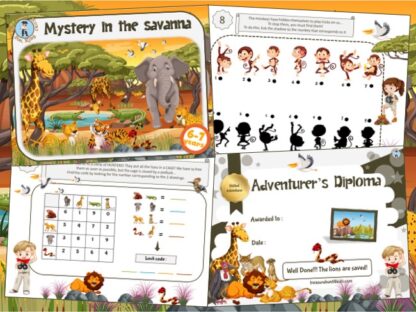 Savanna birthday party game kit to print