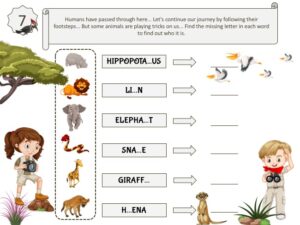 Ready-to-print treasure hunt game in the savannah