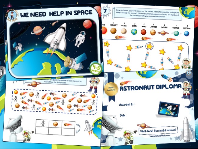Scavenger hunt in space party game