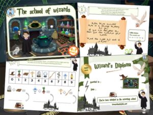 Ready-to-print gaming kit for kids at the school of wizards