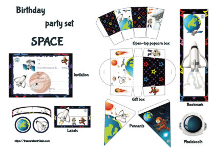 Space birthday party decoration to print