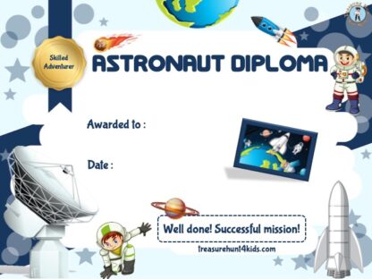Handwriting astronaut diploma for kids birthday party