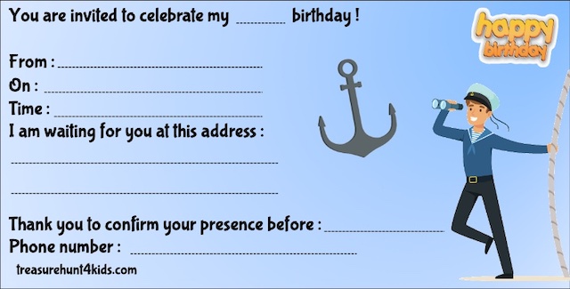 Submarine printable birthday party invitation