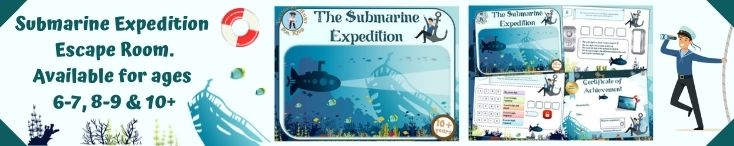 Submarine expedition: escape room set for kids