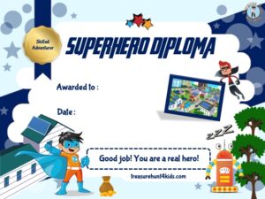 Superhero diploma to congratulate kids