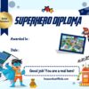 Handwriting superhero diploma for kids