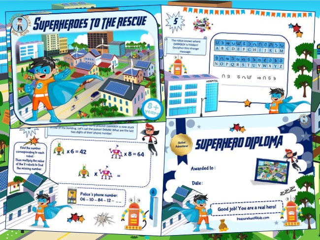 Superhero party game kit for kids to print
