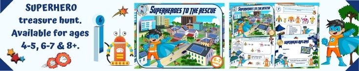 Superheroes treasure hunt game for kids