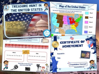 Treasure hunt in the United States for kids to print