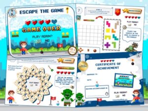 Kids Escape Room Game Printable Kit Winter Escape DIY Party Game for Ages  5-8 Fast and East Setup Kids Puzzles Family Game 