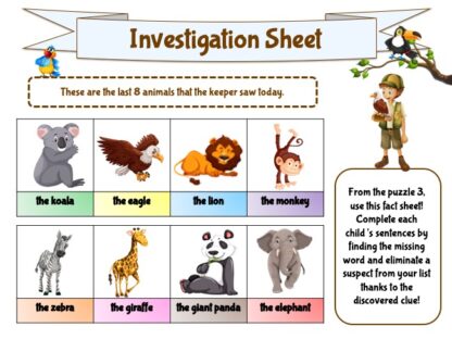 Zoo investigation fact for treasure hunt