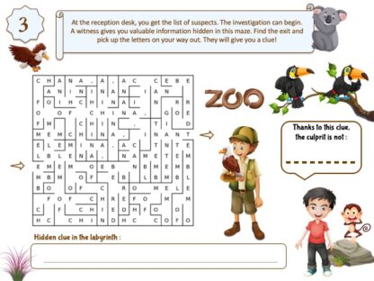 Zoo printable adventure game for kids