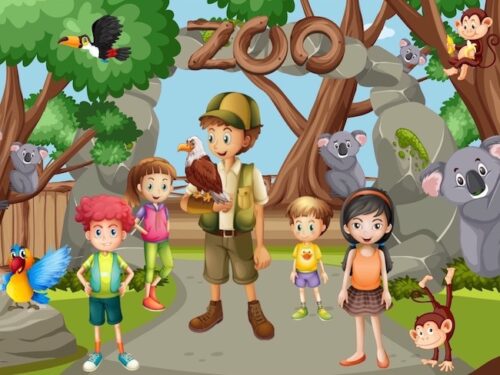 Zoo treasure hunt game to print for kids