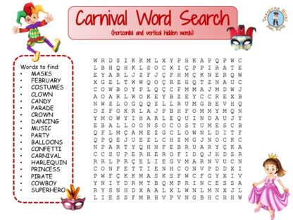 Carnival word search puzzle