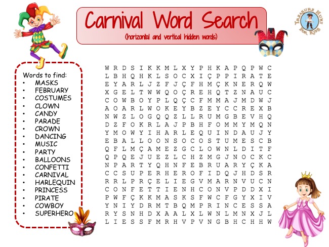 Carnival word search puzzle