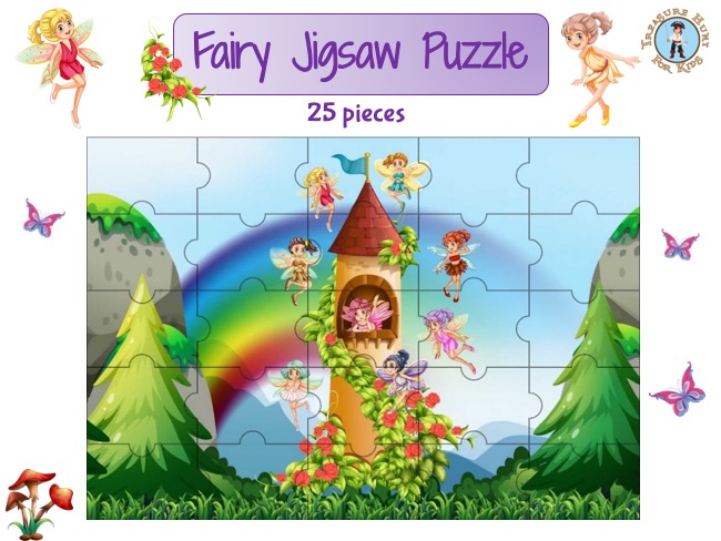 Fairy Jigsaw Puzzle to print - Treasure hunt 4 Kids - Free game